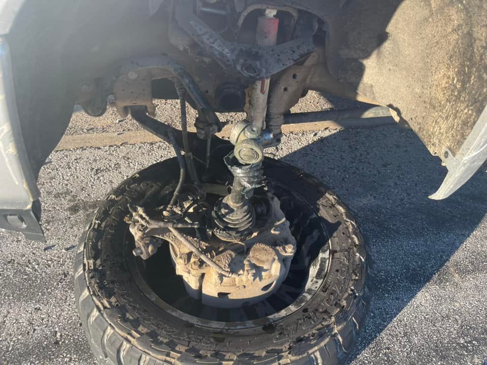 A close up of a tire on a truck