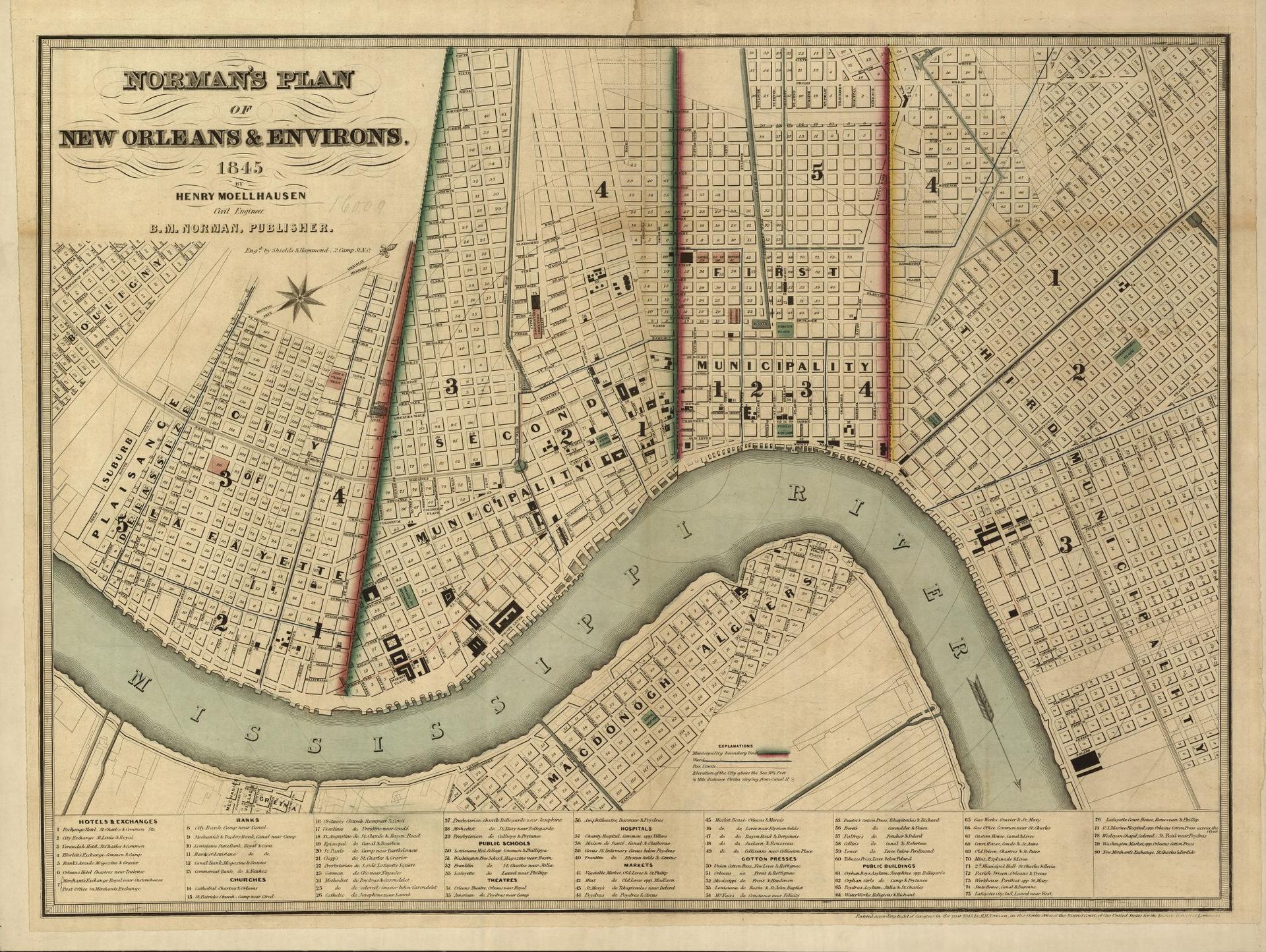 Historic Map of New Orleans and Jefferson Parish and St. Bernard Parish 