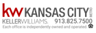 United Real Estate Kansas City logo in dark blue, over curving lines.