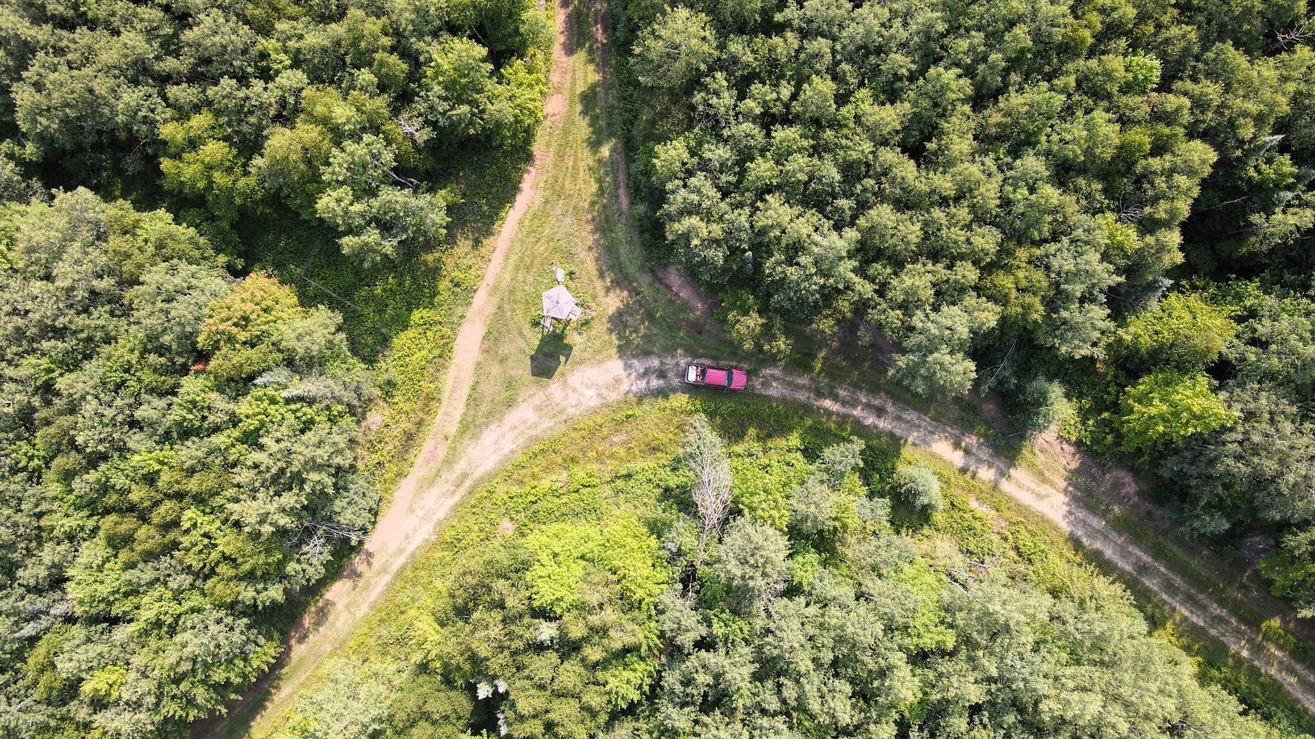 an aerial photo of a trail