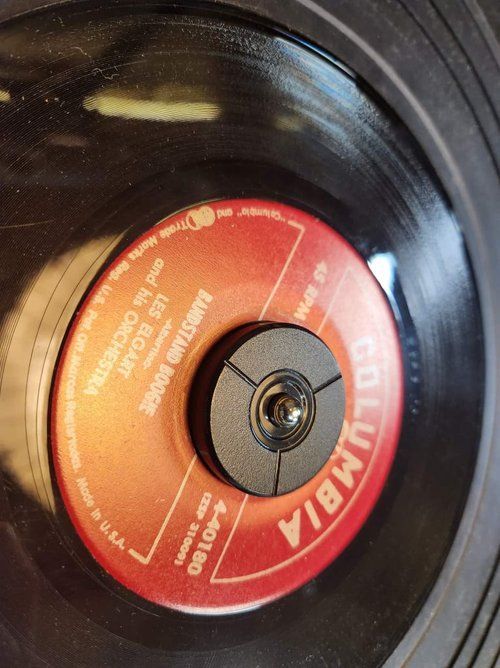 A close up of a columbia record label