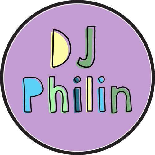 A purple circle with the name dj philin on it