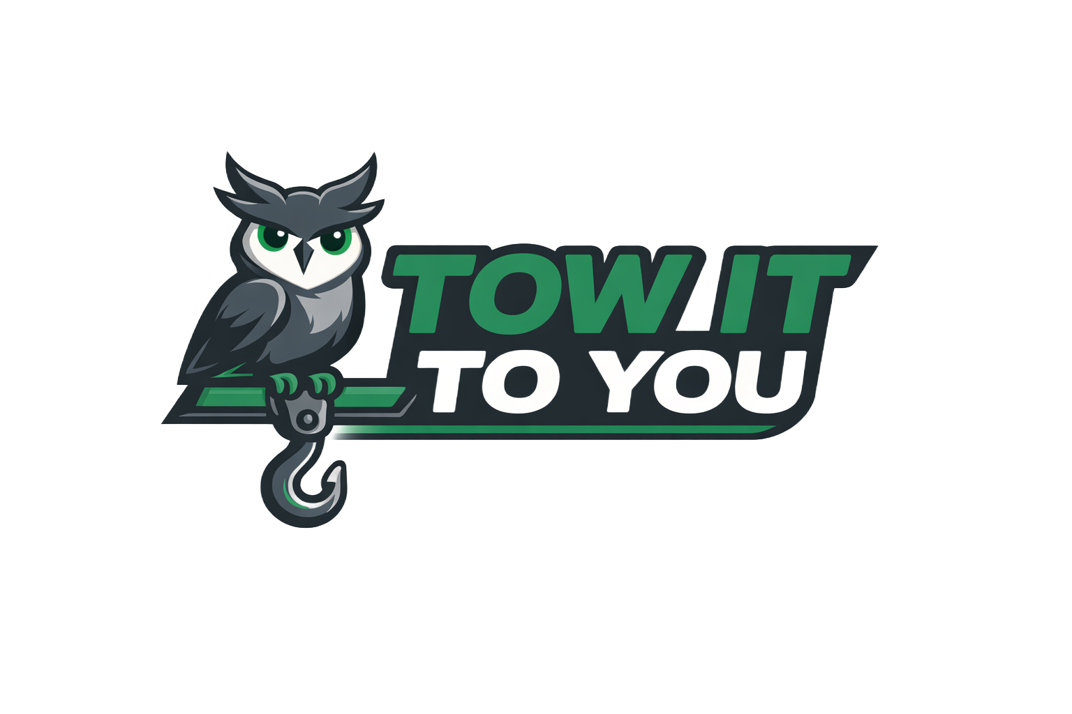 Owl perched on a tow hook next to