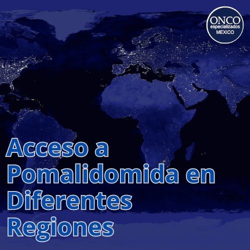 Mapa que muestra la disponibilidad global de la pomalidomida en farmacias y centros especializados.