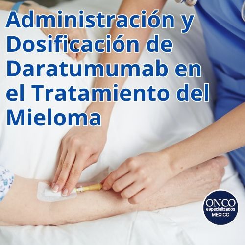 Enfermera administrando Daratumumab por vía intravenosa.