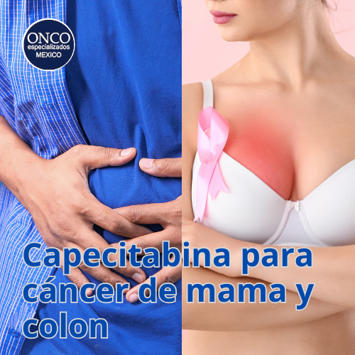 Representación visual del cáncer de colon y mama tratado con Capecitabina.