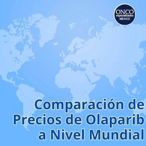 Mapa global que compara los precios de Olaparib en diferentes mercados internacionales.