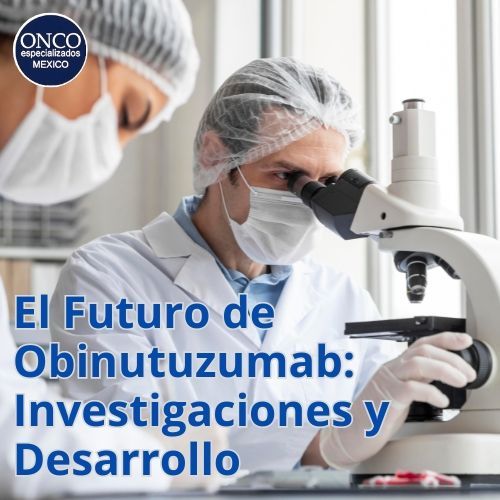 Científicos en laboratorio trabajando en nuevas investigaciones sobre obinutuzumab y su aplicación futura.