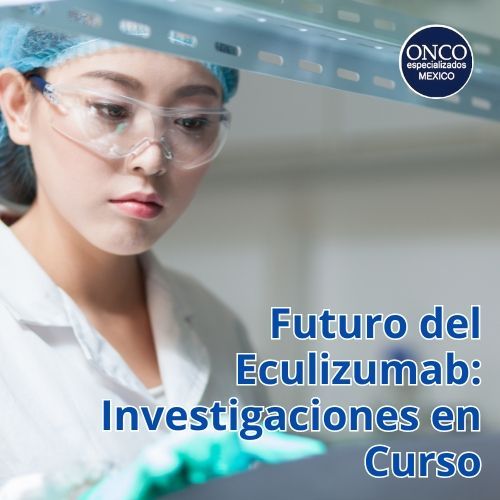 Investigadora en un laboratorio, simbolizando las investigaciones futuras sobre el Eculizumab.