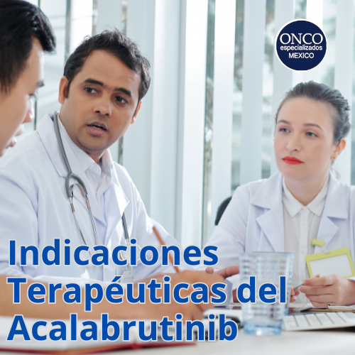 Médicos discutiendo el uso del Acalabrutinib en el tratamiento de la LLC y el LCM.