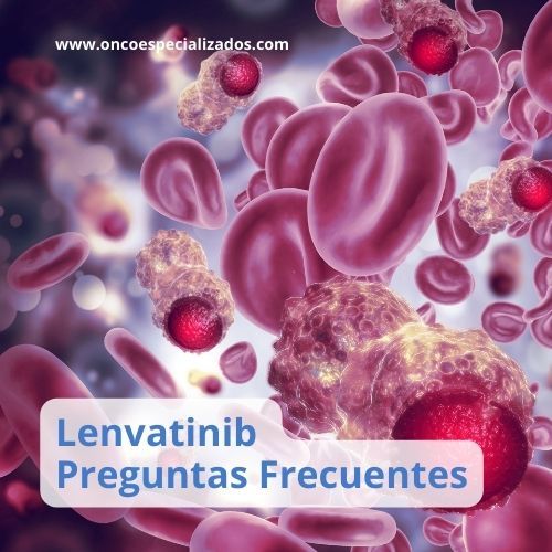 Gráfico ilustrando cómo Lenvatinib actúa sobre las células cancerosas.