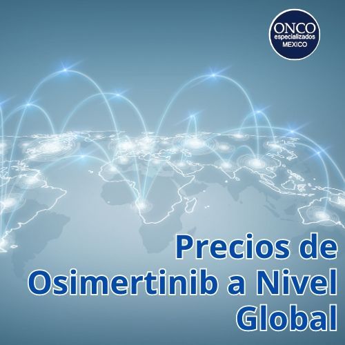 Mapa mundial que muestra las diferencias de precio de Osimertinib entre varios países, indicando las disparidades regionales.