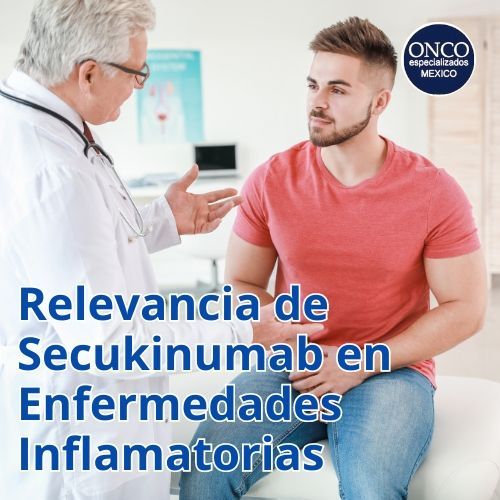 Médico explicando a un paciente la importancia de Secukinumab en el tratamiento de enfermedades inflamatorias.