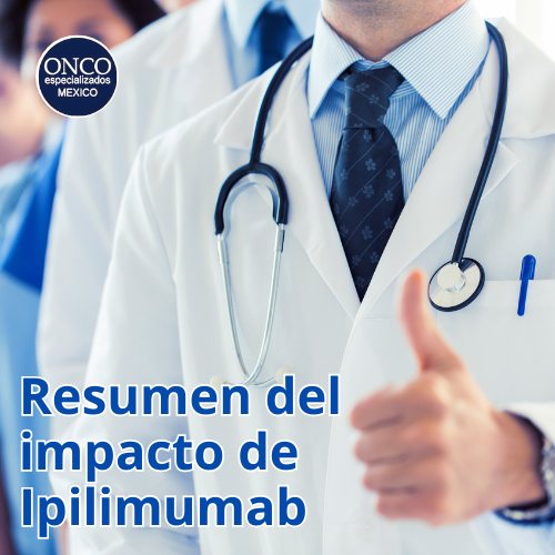 Médico presentando impacto de ipilimumab.