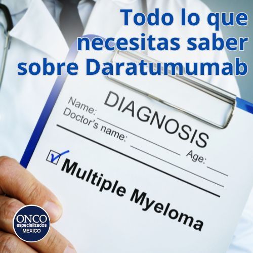 Formulario médico con diagnóstico de mieloma múltiple relacionado con daratumumab.