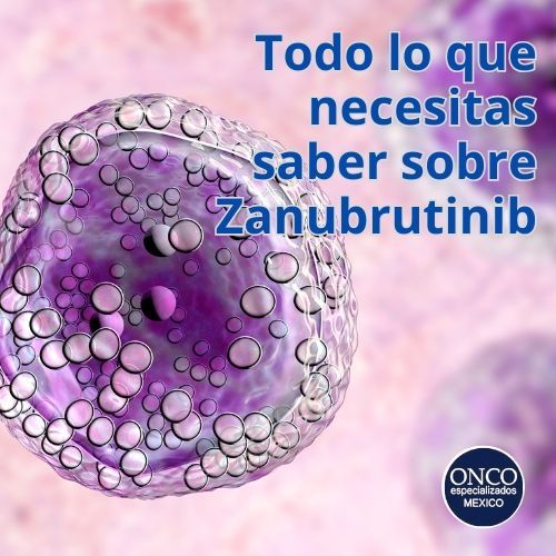 Célula bajo microscopio representando el uso de zanubrutinib.