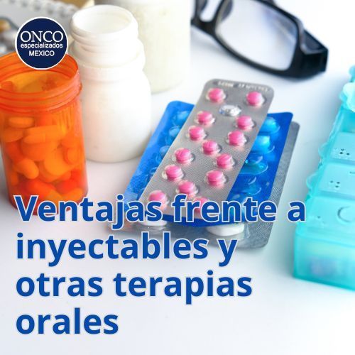 Pastillas y jeringas sobre fondo para comparar terapias.
