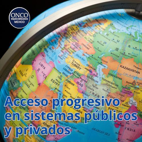 Mapa del mundo con enfoque en cobertura médica global.