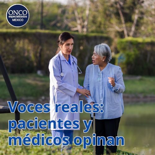 Doctora acompañando a paciente durante su tratamiento con Erlotinib.