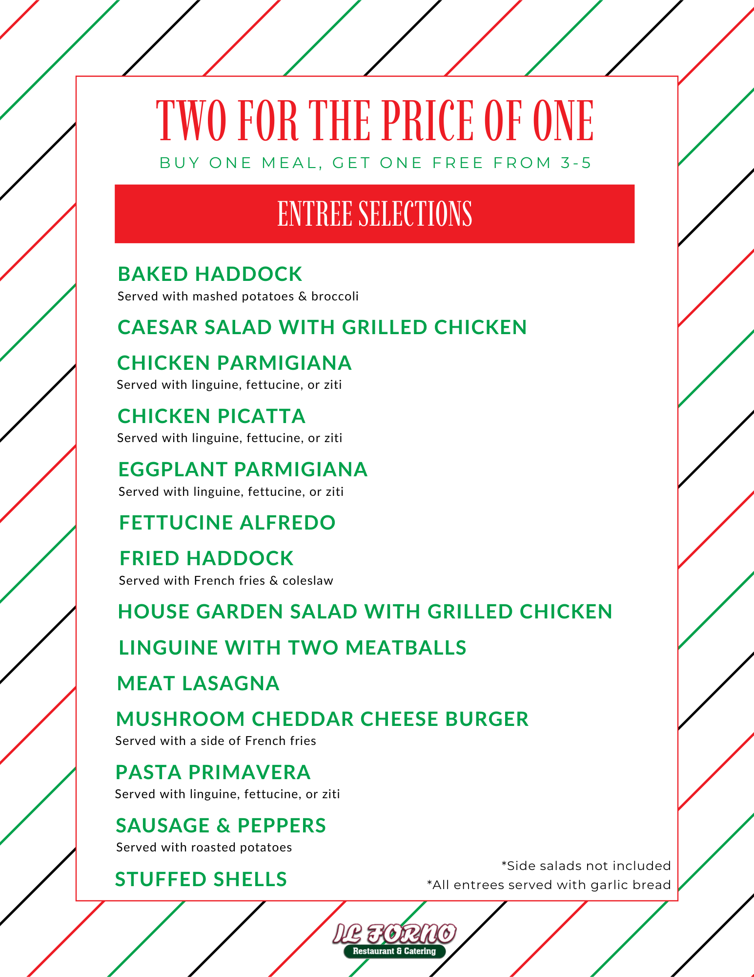 Martini Tuesdays menu: Three-course dinner for two, $79. Choice of martinis and entrees. Includes pumpkin cheesecakes.