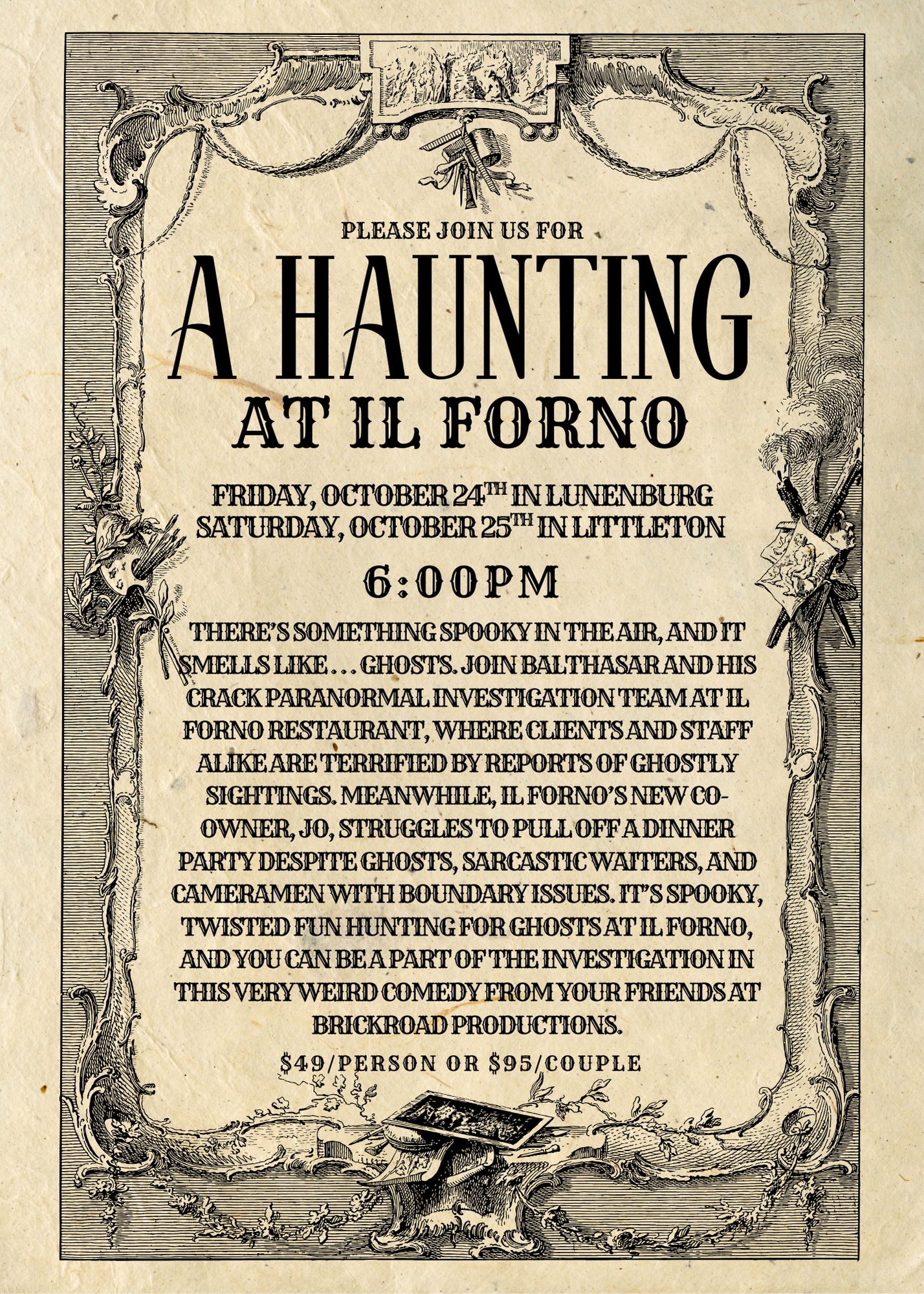 Vintage flyer advertising a 