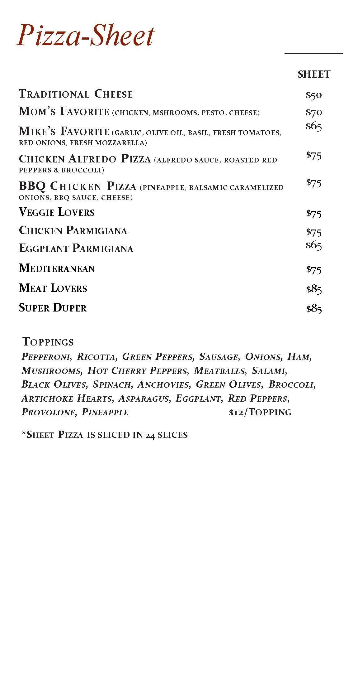 A menu with beef and pork and chicken on it