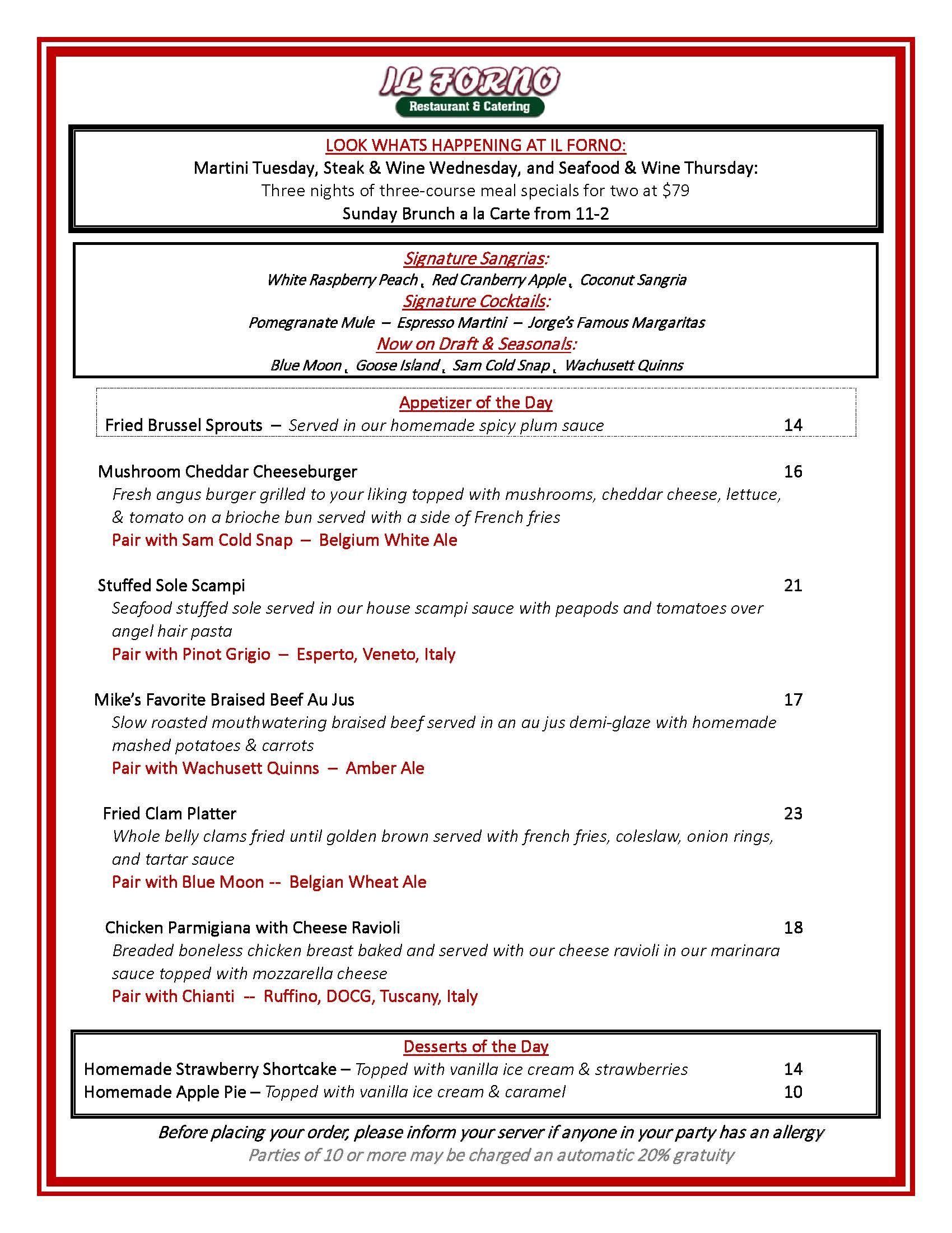 A menu for a restaurant with a green frame on a white background.