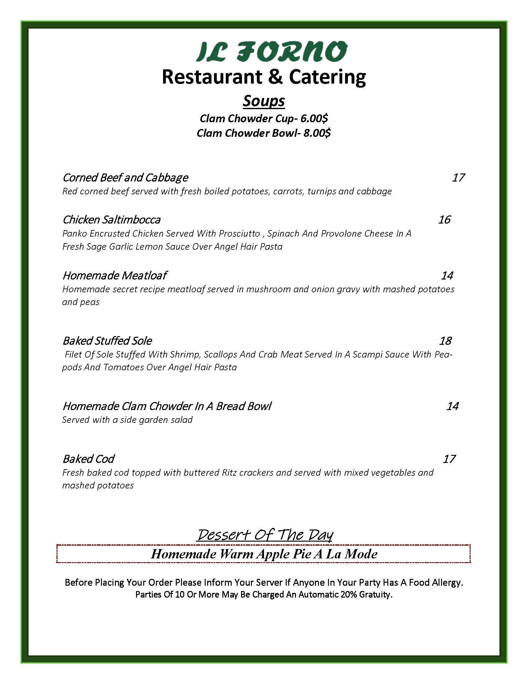 A menu for a restaurant that says `` feel good and keep warm ''