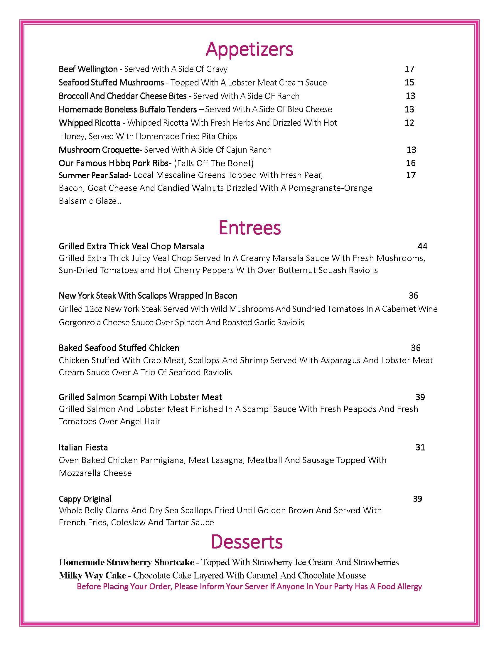 A menu for a restaurant that says `` feel good and keep warm ''