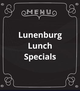 A menu for lunenburg lunch specials is written on a blackboard