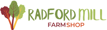 The radford mill farm shop logo is a farm shop with trees in the background.