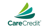 CareCredit logo: Green and teal stylized leaves over company name.