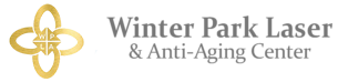 Logo for Winter Park Laser & Anti-Aging Center: gold floral design, gray text.