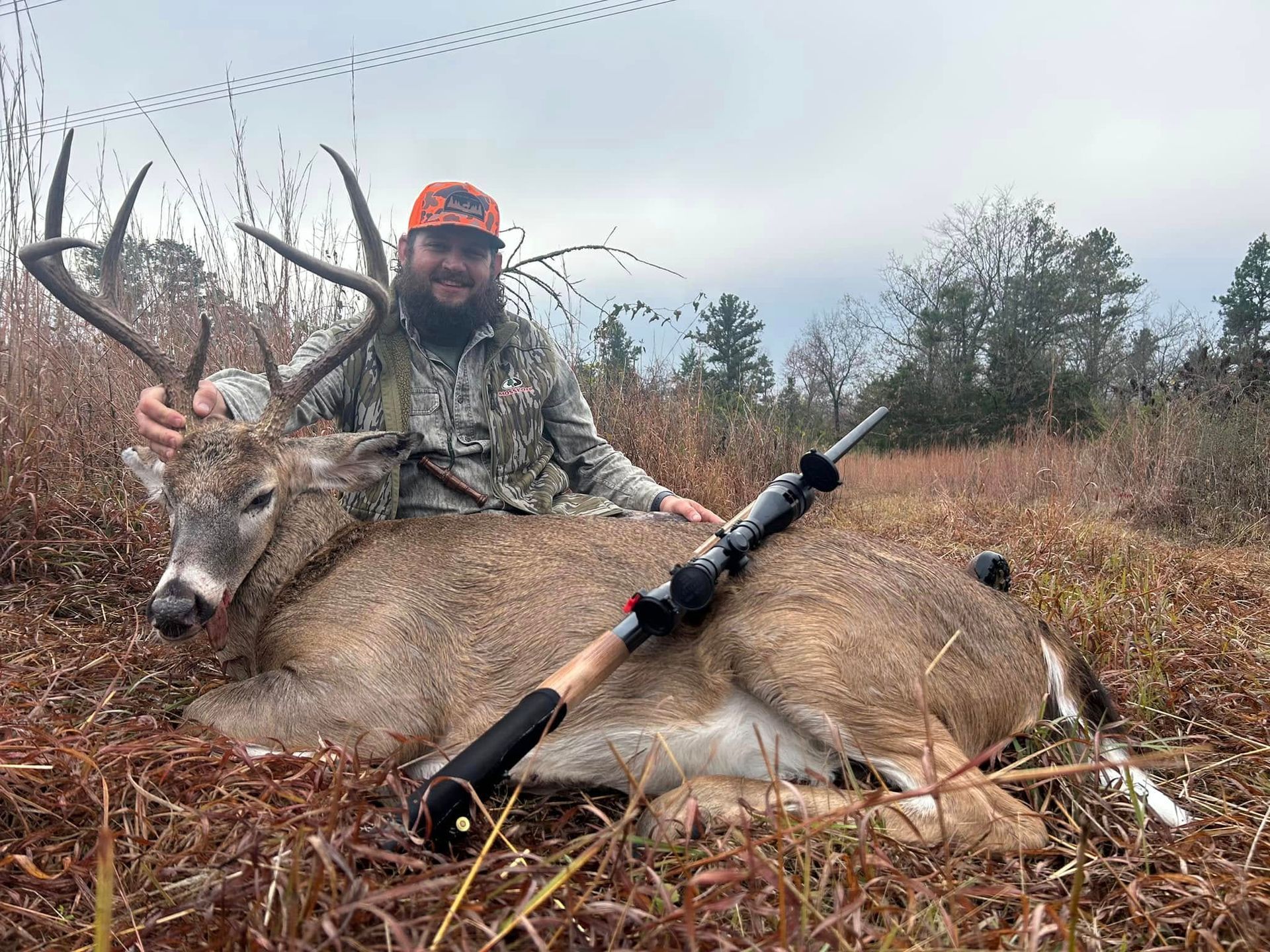 orange deer scenery hat premium leather