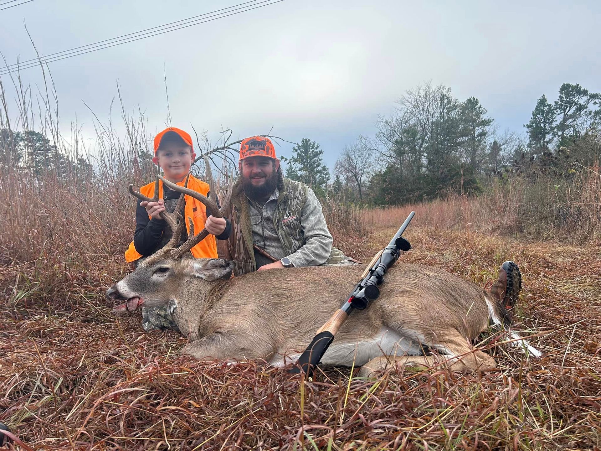 Orange scenery deer hat premium leather