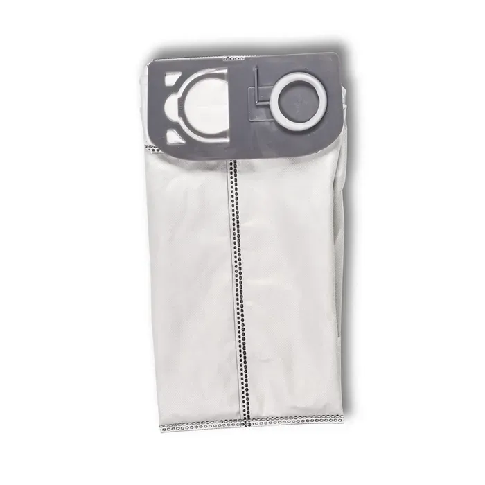 Upright white vacuum cleaner with black accents.