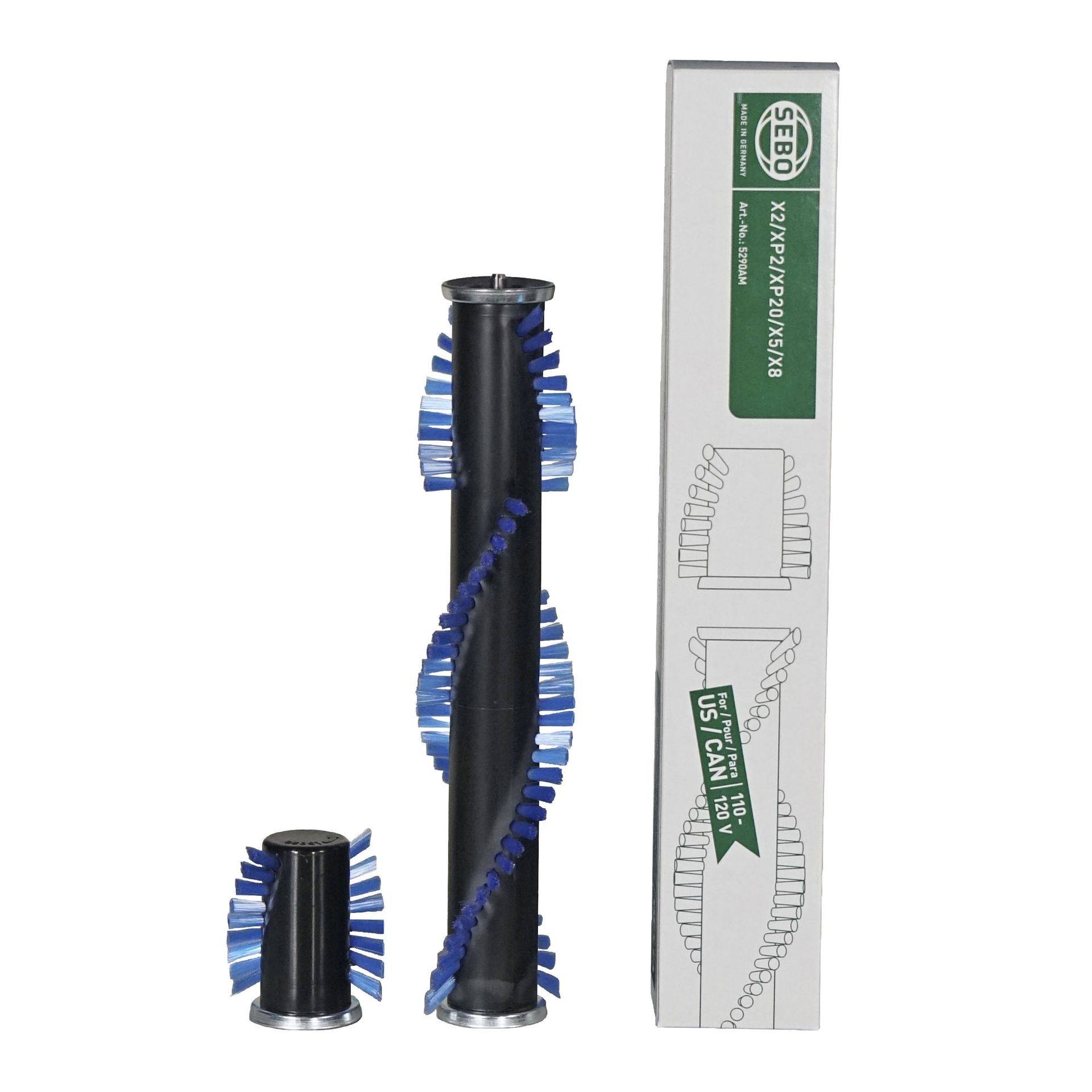 Vacuum cleaner brush roll and end cap with its box.