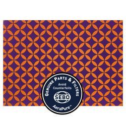 Purple and orange geometric pattern with a 