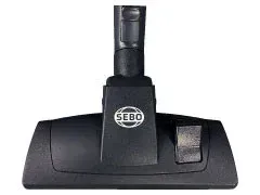 Black SEBO vacuum cleaner head with the brand logo.