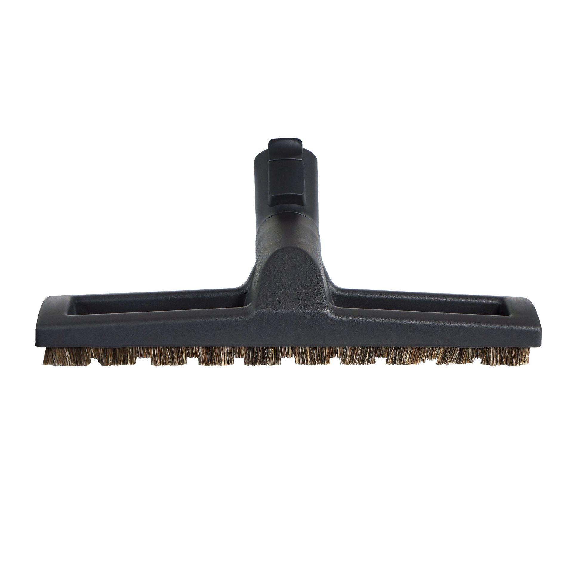 Black vacuum cleaner brush head with metal bristles.