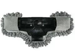 Gray microfiber mop head with black plastic center.