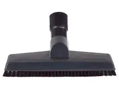 Dark gray vacuum cleaner brush attachment with black bristles.