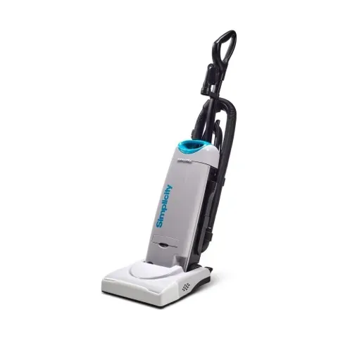Gray and white Simplicity vacuum cleaner.