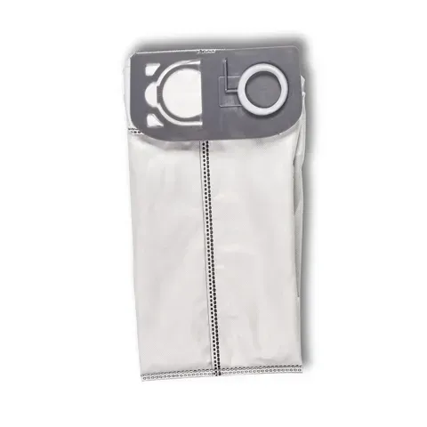 Box of six charcoal-infused HEPA media vacuum bags by Simplicity. Turquoise box with a vacuum cleaner and bag.