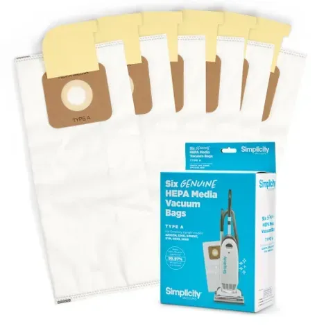White vacuum cleaner bag with a tan cardboard mounting piece.