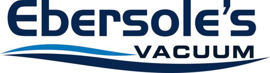 Ebersole's Vacuum logo, dark blue text, stylized wave under text.