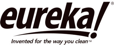 Eureka logo: Black text with an exclamation mark, below a curved line, and tagline.