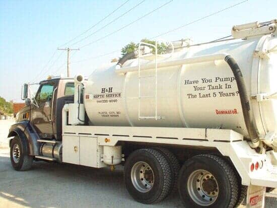 White Septic Tank Pump Truck — Septic Tank Pumping in Platte City, MO