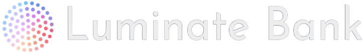 Logo for Luminate Bank with a cluster of colorful dots to the left.