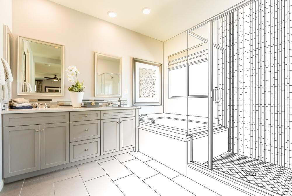 a Black and White Drawing of a Bathroom With a Walk in Shower — Port Stephens Bathrooms In Nelson Bay, NSW